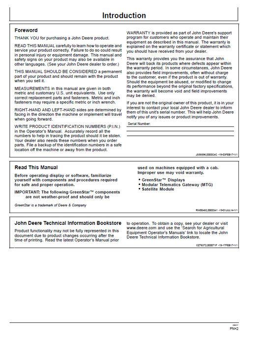 John Deere JDLink Modular Telematic Gateway 3G Operator Manual