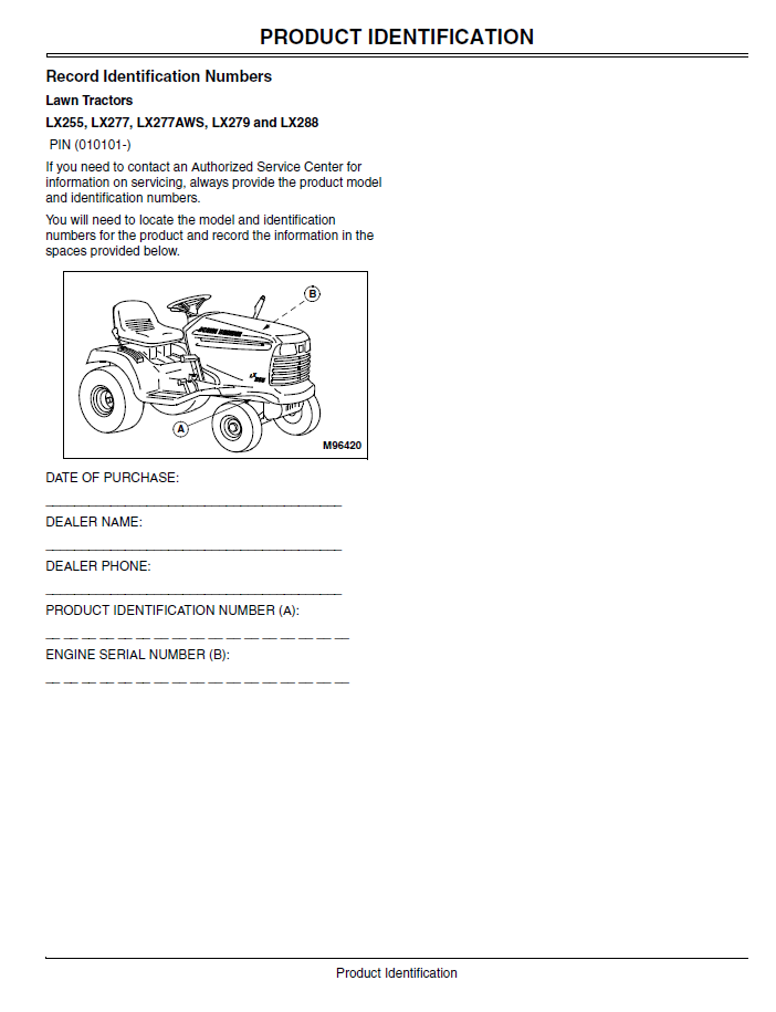 John Deere LX255 LX277 LX279 LX288 Garden Tractor Owner Manual Download