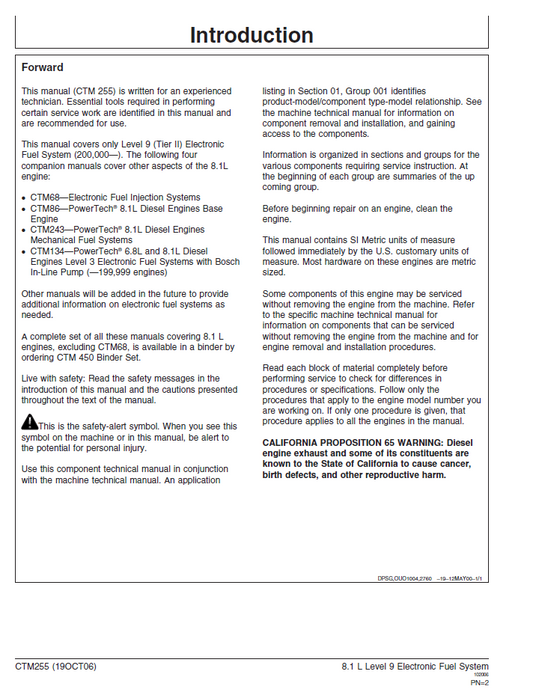 John Deere Level 9 HPCR Fuel System CTM255 Technical Manual