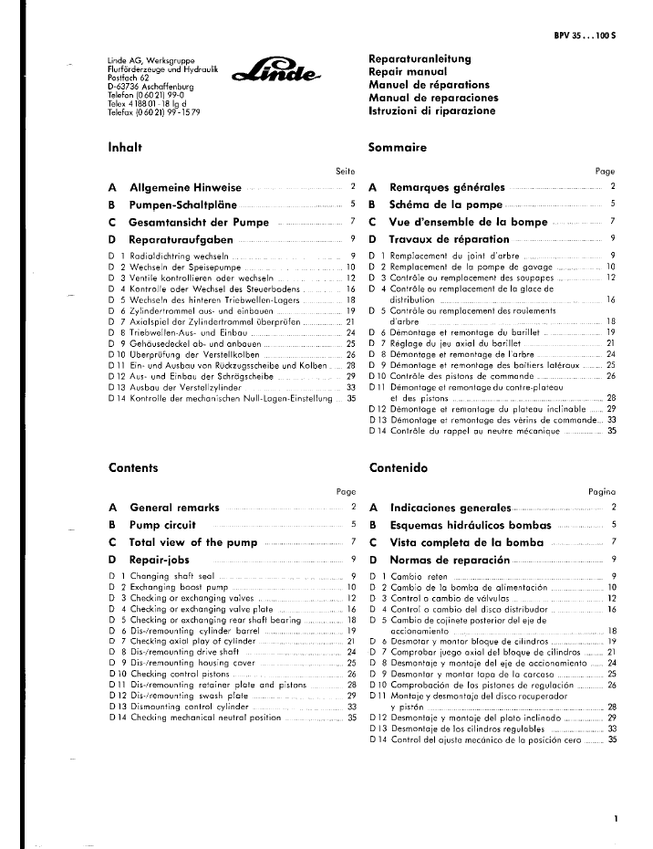John Deere Linde BPV Hydraulic Pump TM2226 Technical Repair Manual PDF