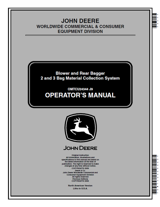 John Deere MCS 2–3 Bag Collection System Installation & Operation Manual