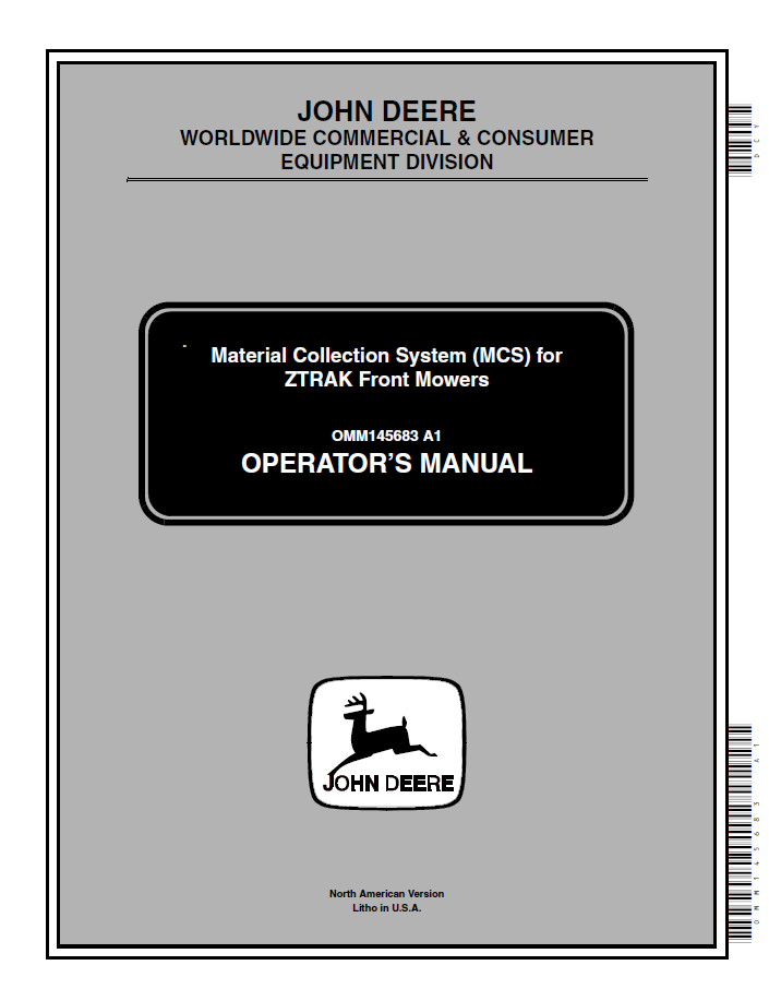 John Deere MCS ZTRAK Front Mower Operator Manual OMM145683 PDF