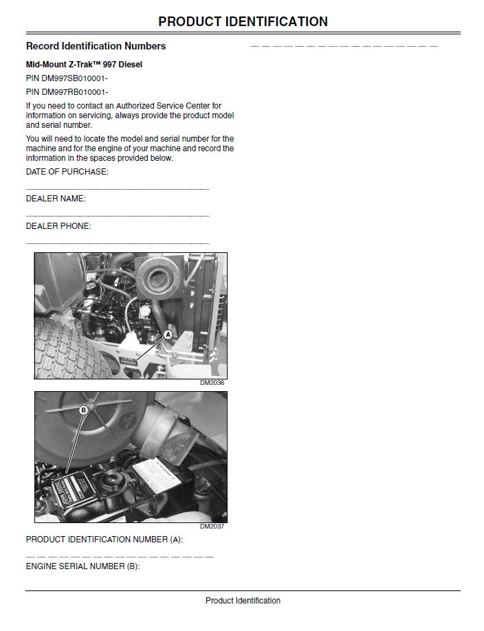John Deere Mid-Mount Z-Trak 997 Mower Operation & Maintenance Guide