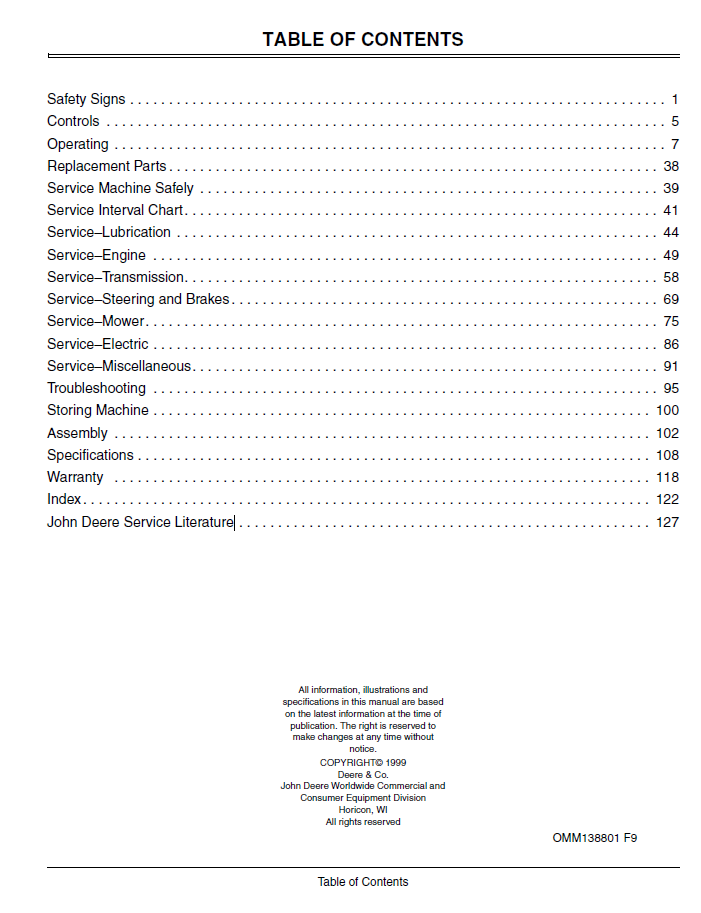 John Deere Mid-Mount ZTrak M653 M655 M665 User Manual Download PDF