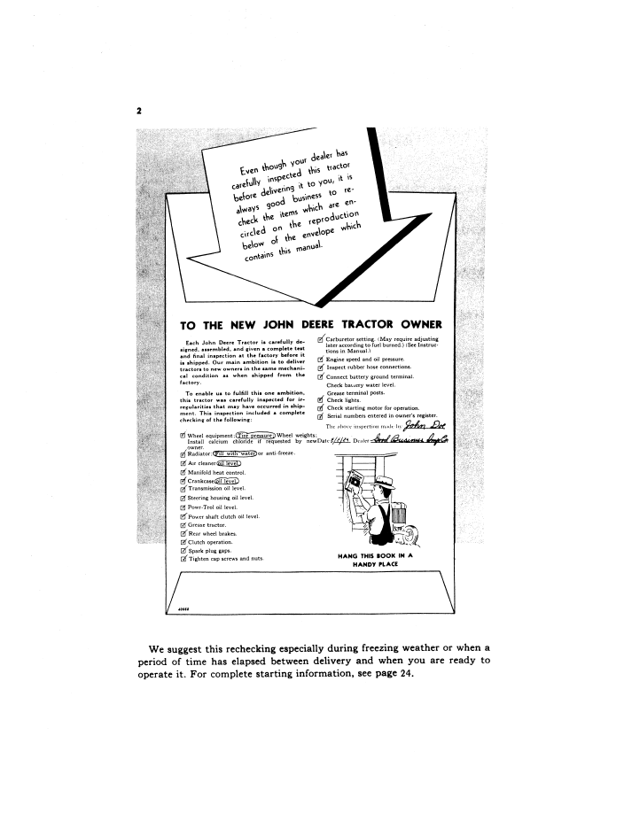 John Deere Model 70 Tractor Operator Manual PDF Download OMR2036