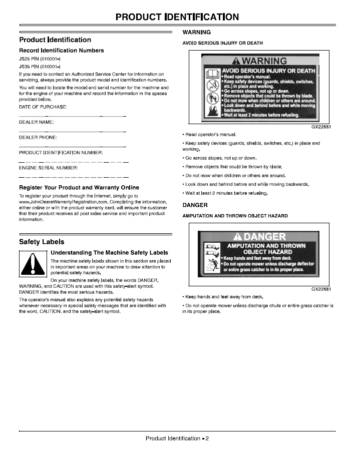 John Deere MowMentum™ JS25 & JS35 Lawn Mower Operation Guide PDF