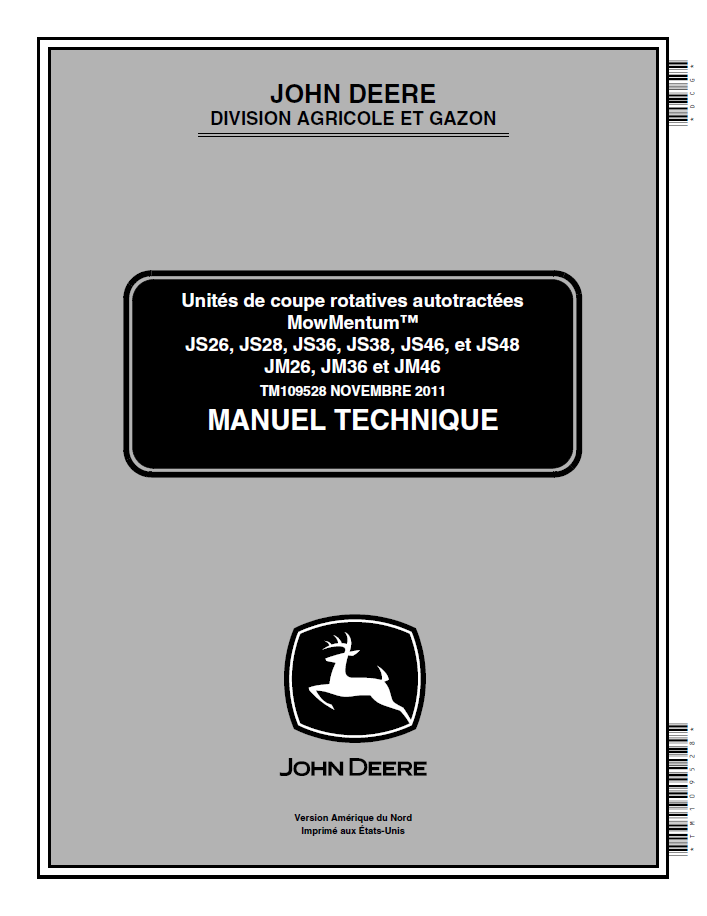 John Deere Mowmentum Rotary Mower TM109528 Technical Manual