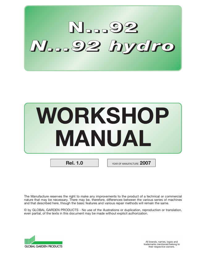 John Deere N92 Hydro Service & Repair Manual TMLR135EN