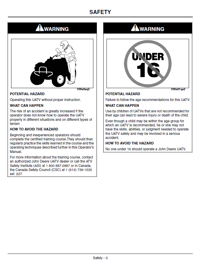 John Deere OMC219000326 Utility All Terrain Vehicle Owner Manual