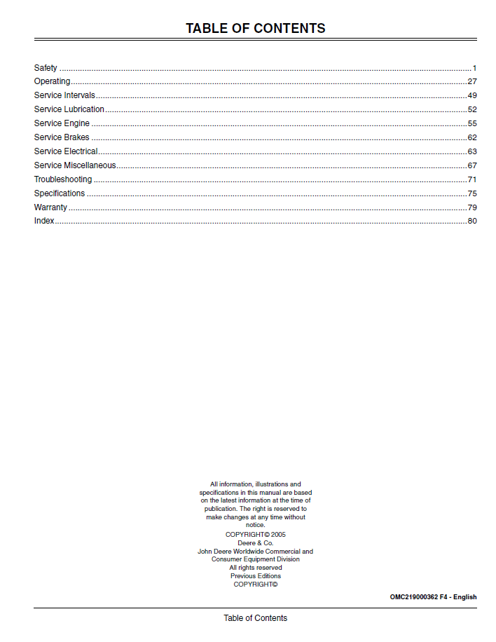 John Deere OMC219000362 Buck 500 Auto Owner Manual PDF