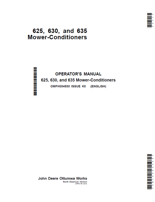 John Deere OMFH304530 625 630 635 Mower-Conditioner Operator Manual