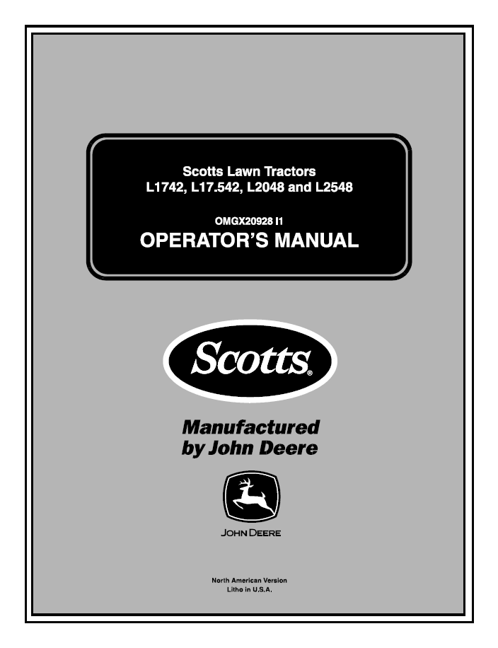 John Deere OMGX20928 L1742 L17.542 L2048 L2548 Operator Manual PDF