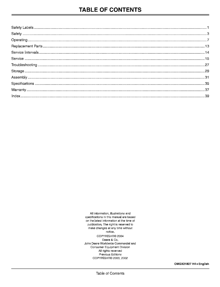 John Deere OMGX21827 Rotary Mower User Handbook PDF Manual