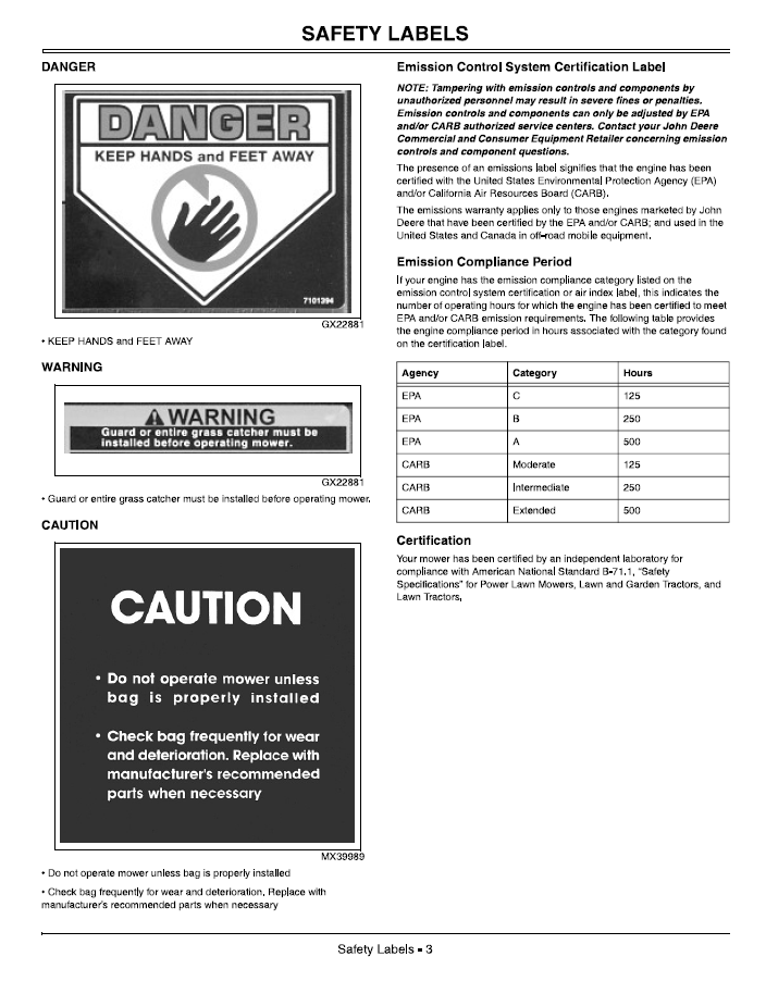 John Deere OMGX22822 Walk-Behind Rotary Mower User Manual Handbook
