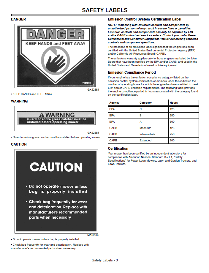 John Deere OMGX23244 Walk-Behind Mower User & Maintenance Manual