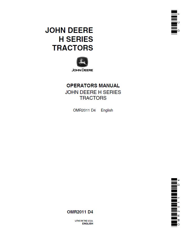 John Deere OMR2011 H Series Tractor Operator Manual PDF