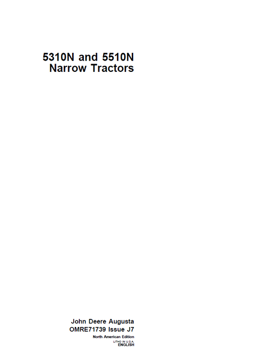 John Deere OMRE71739 5310N & 5510N Narrow Tractor Operator Manual