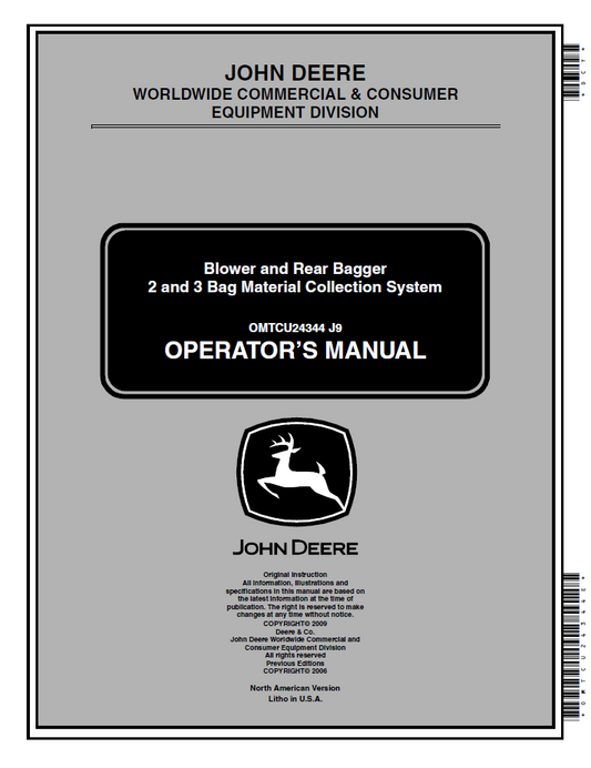 John Deere OMTCU24344 MCS Operator Manual: 2 & 3 Bag Systems