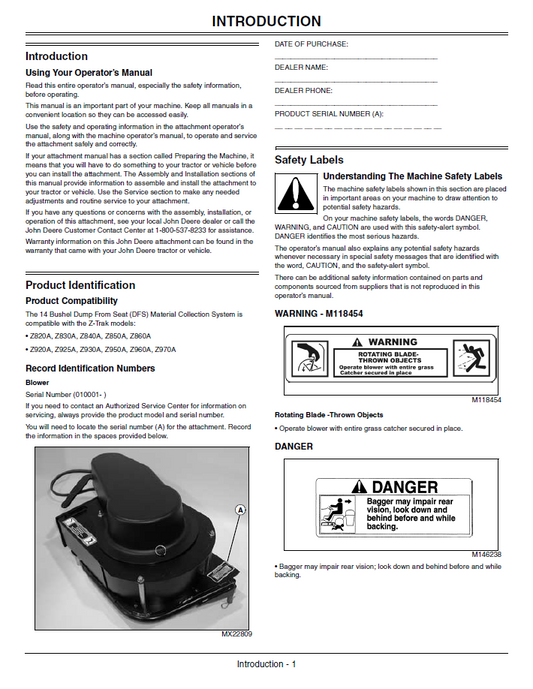 John Deere OMTCU25046 Operator Manual – Blower & Hopper System