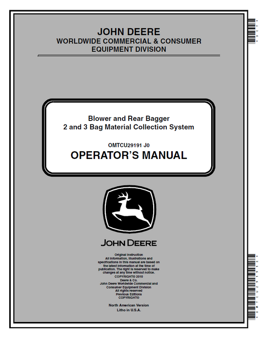 John Deere OMTCU29191 Material Collection System Operator Guide