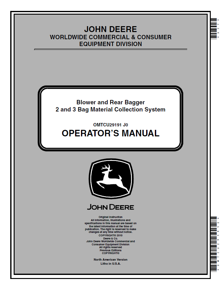 John Deere OMTCU29191: Material Collection System Operator Manual