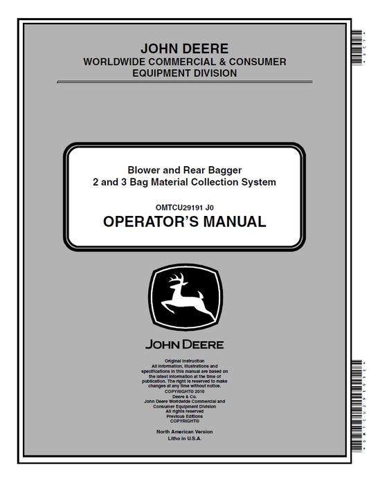 John Deere OMTCU29191: Material Collection System Operator Manual