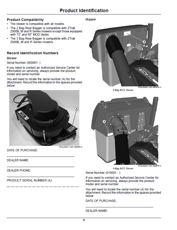 John Deere OMTCU33004 2 and 3-Bag Bagger Operator Manual PDF