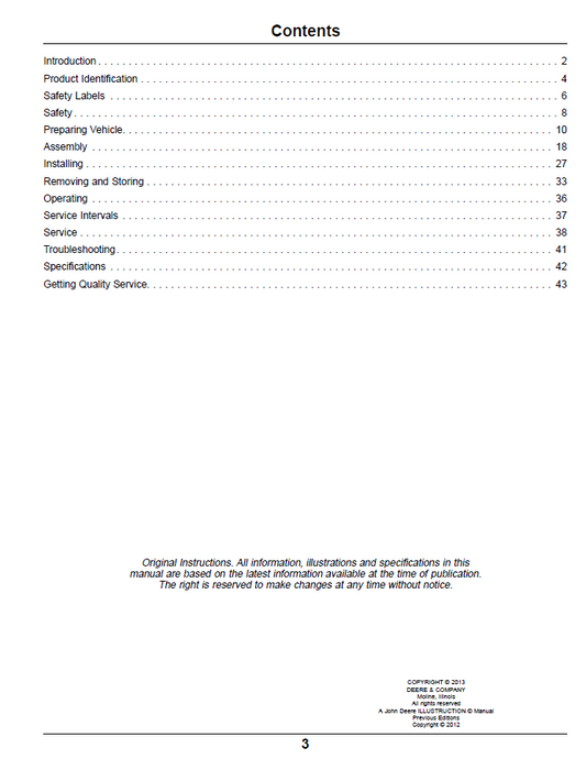 John Deere OMTCU33004 Blower and Rear Bagger Material Collection System Manual