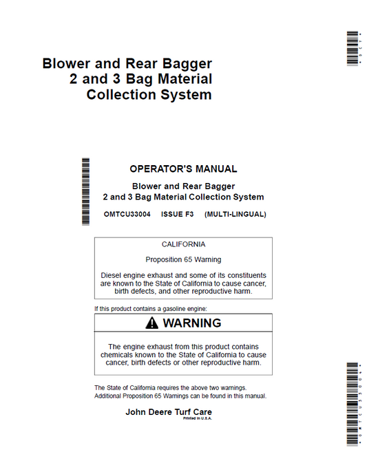 John Deere OMTCU33004 MCS Operator Manual (2 & 3 Bag Systems)