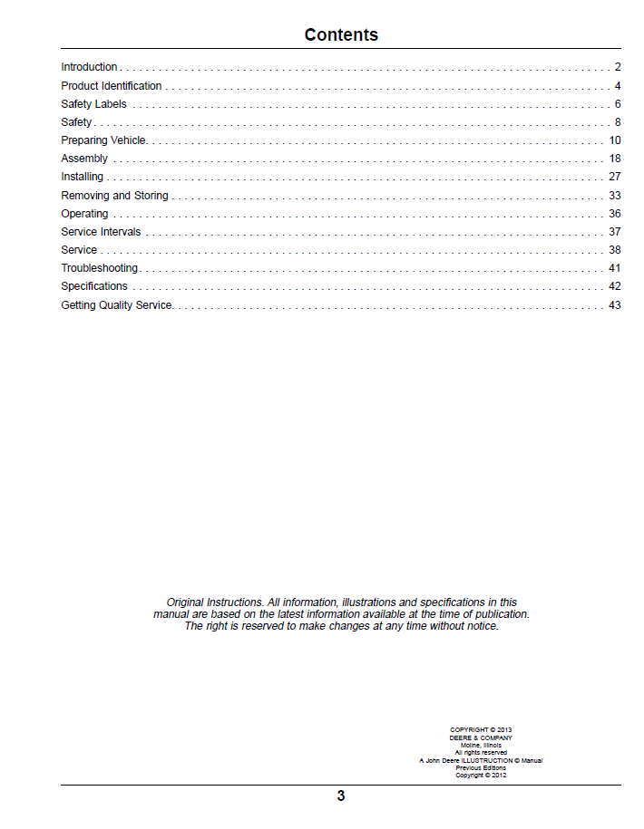 John Deere OMTCU33004 Material Collection System 2 & 3 Bag Manual