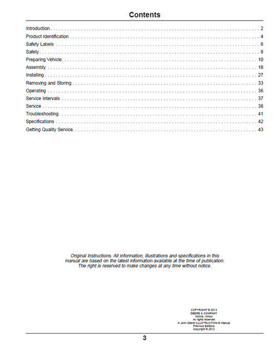John Deere OMTCU33004 Material Collection System 2 & 3 Bag Manual