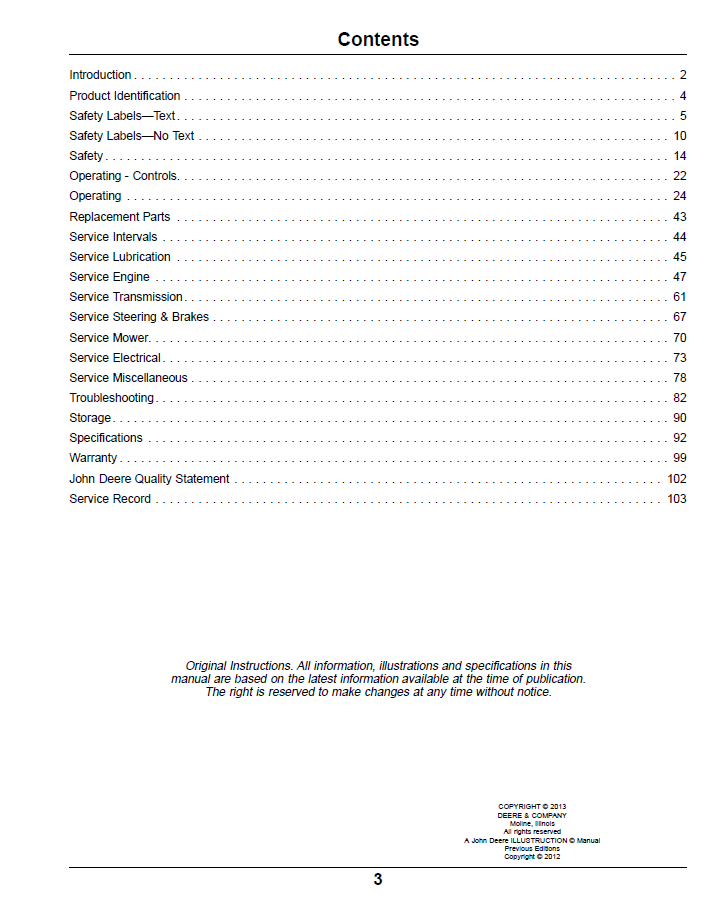 John Deere OMTCU36879: Z900B, Z900M & Z900R ZTrak Operator Manual