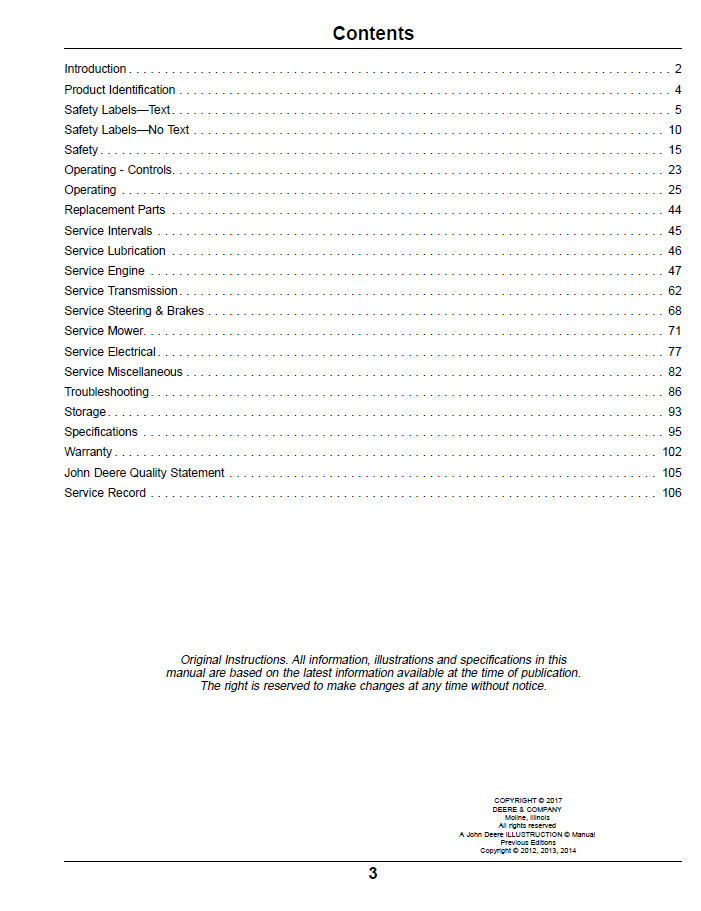 John Deere OMUC15069: Z900B, Z900M & Z900R ZTrak Operator Manual