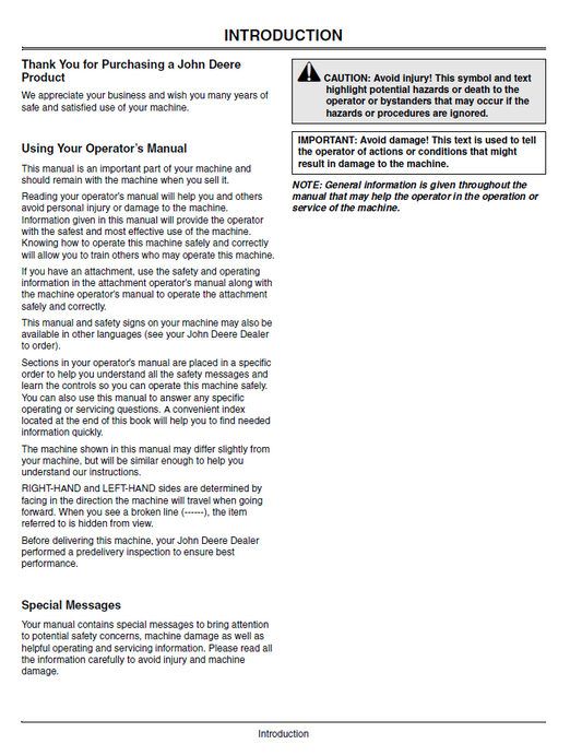 John Deere One Row Cultivator OMM147682 Operation & Maintenance Manual PDF
