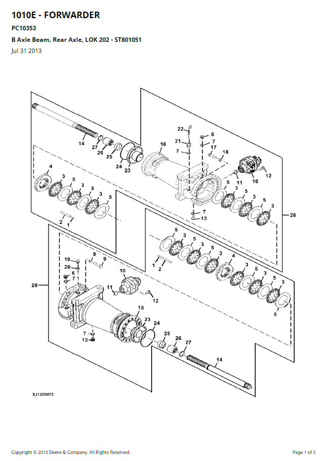 John Deere PC10353 1010E Forwarder Equipment Parts Manual