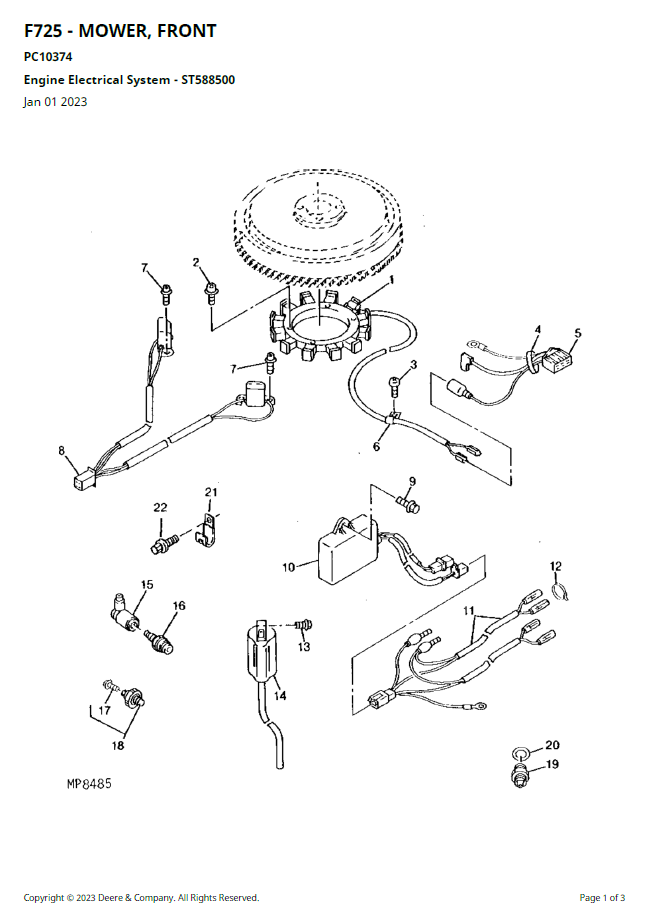 John Deere PC10374 F725 Commercial Mower Parts Diagram Manual