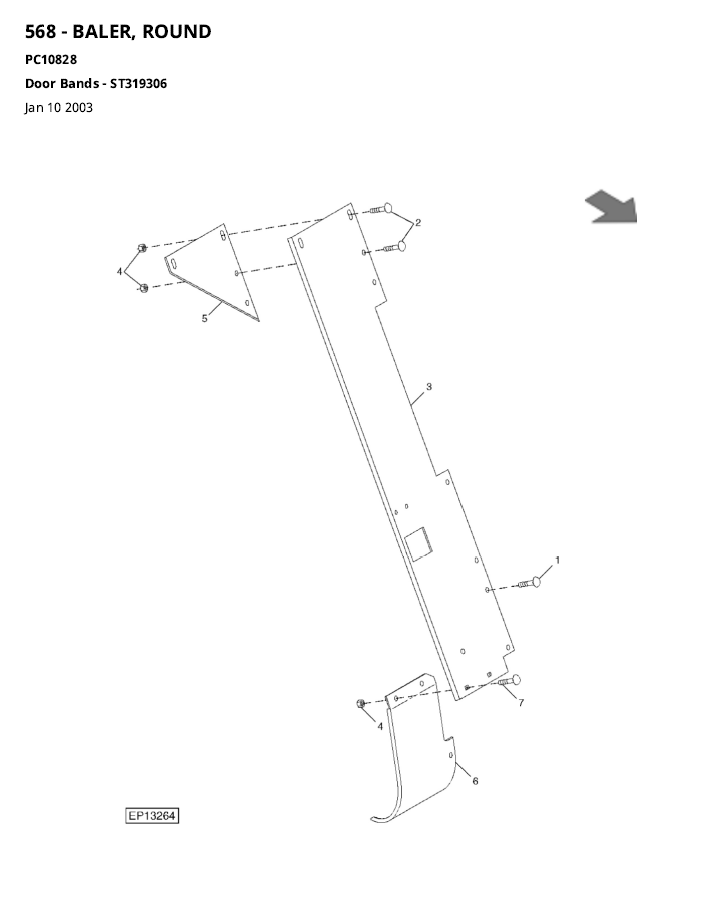 John Deere PC10828 568 Round Baler Equipment Parts Manual