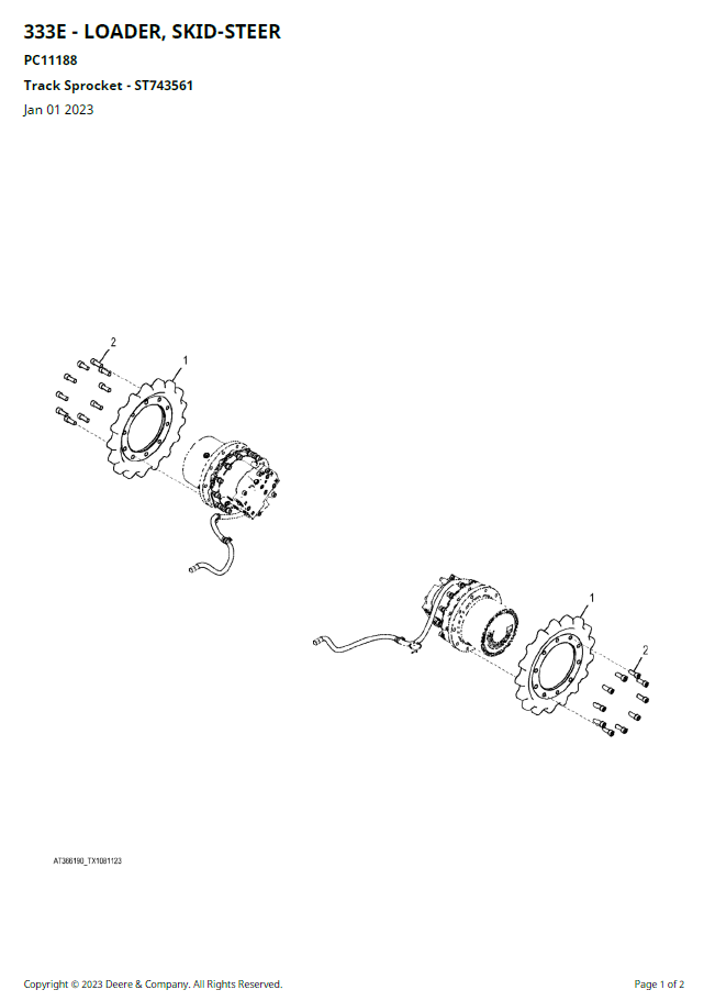 John Deere PC11188 333E Compact Loader Parts Diagram Manual