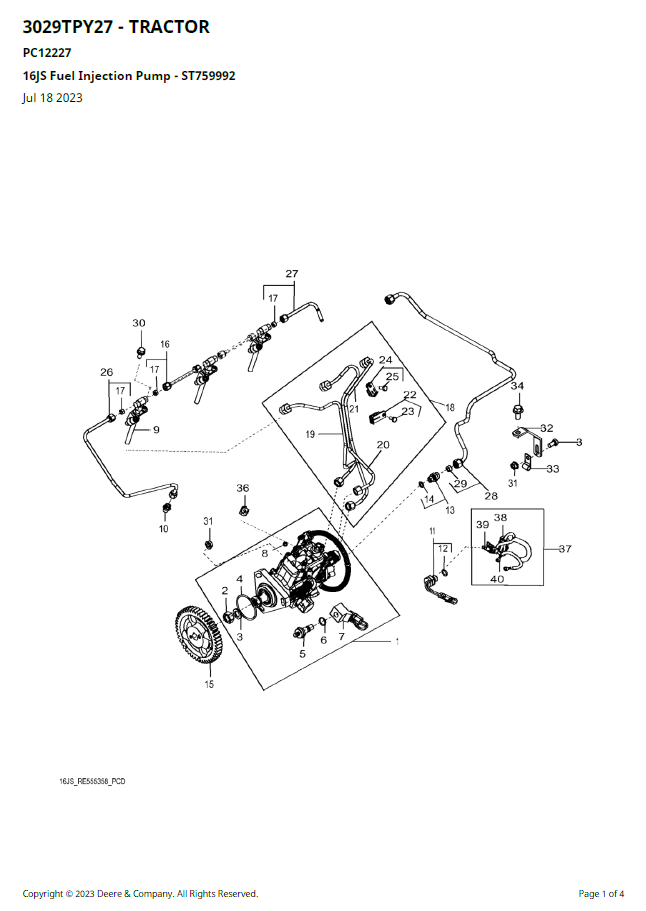 John Deere PC12227 3029TPY27 Agricultural Tractor Parts Manual