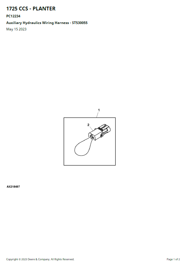 John Deere PC12234 1725 CCS™ Agricultural Planter Parts Manual