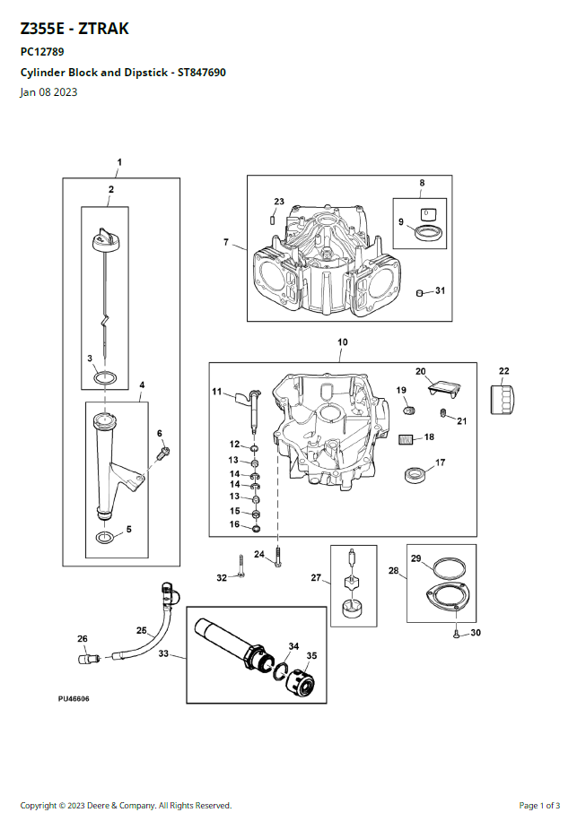 John Deere PC12789 Z355E ZTrak Mower Parts Manual