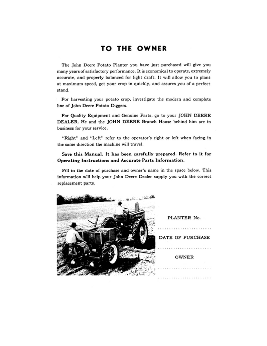 John Deere Potato Planter 112 One-Row and 212 Two-Row User Manual OMD36955