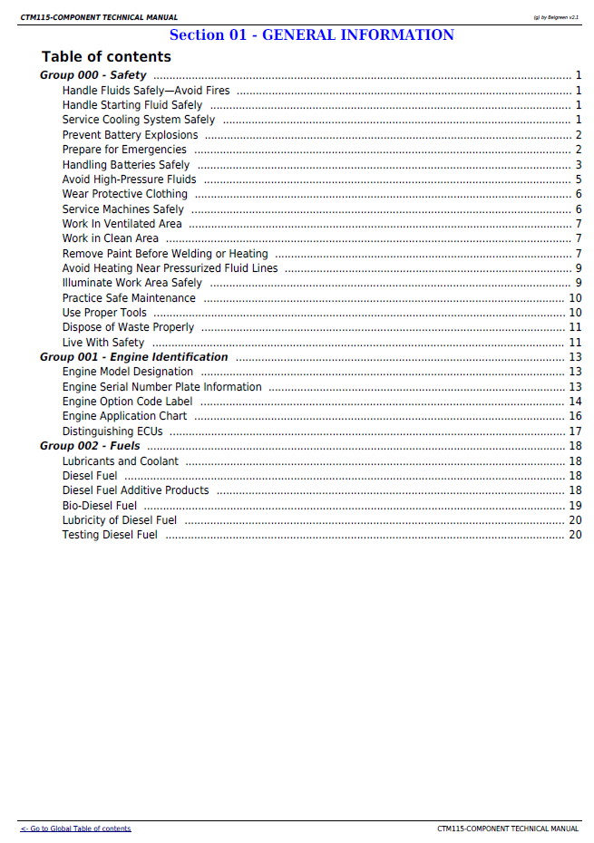 John Deere PowerTech 10.5L/12.5L 6105 & 6125 CTM115 Technical Manual PDF