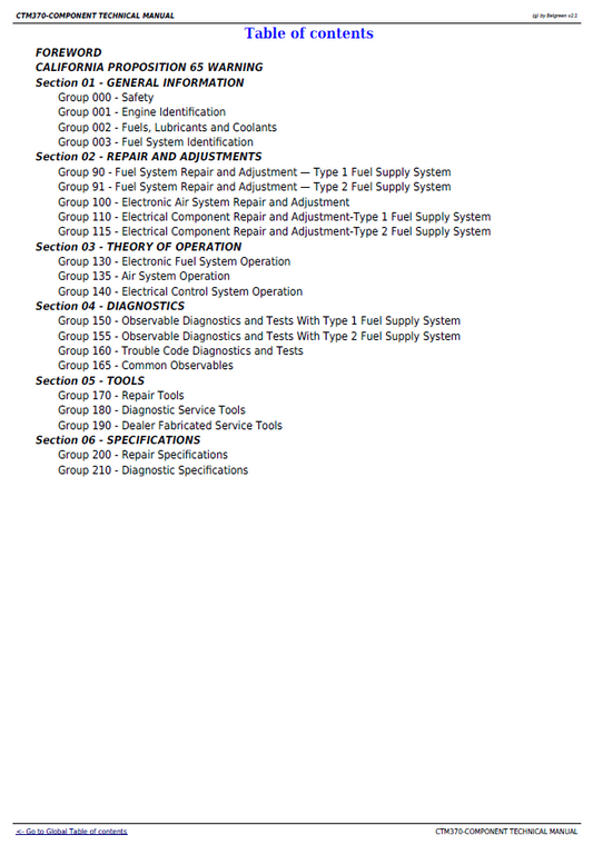 John Deere PowerTech 6135 Diesel Engine CTM370 Technical Manual