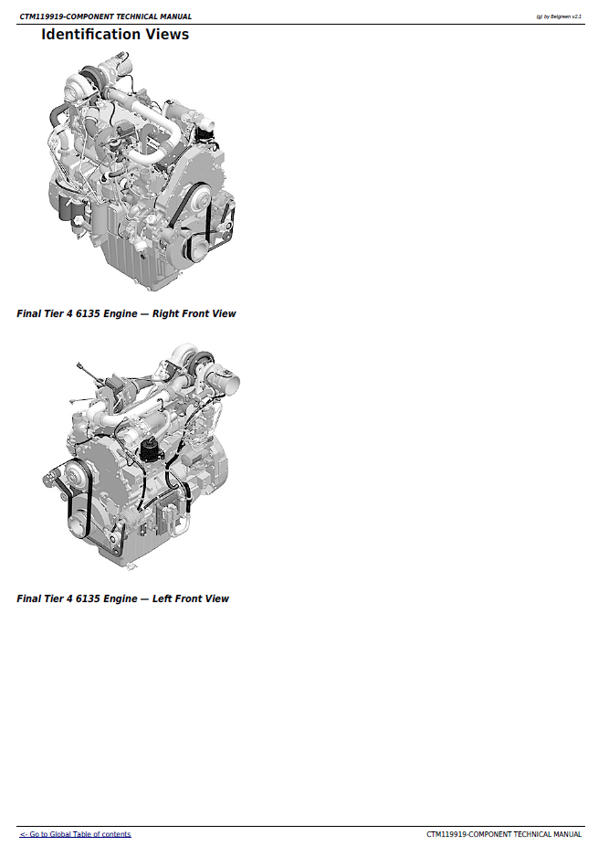 John Deere PowerTech 6135 Level 32 ECU Diagnostic & Repair Technical Manual CTM119919