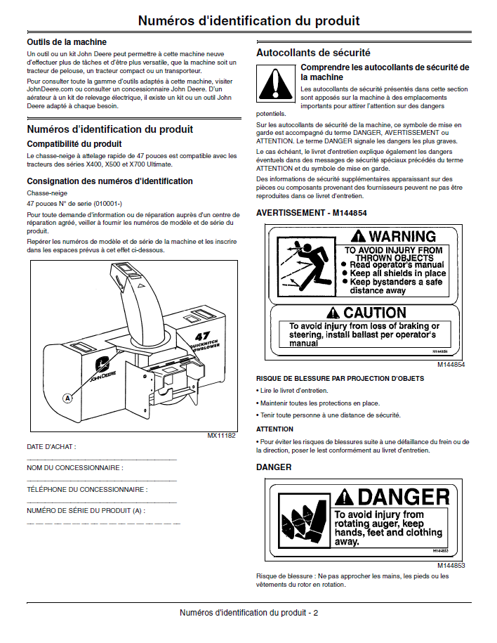 John Deere Quick-Hitch Snowblower Owner Operator Guide Manual Download