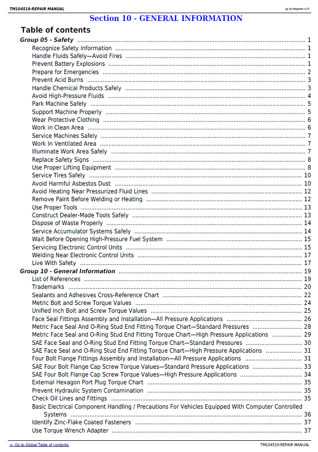 John Deere RT Series Tractor Factory Repair Technical Manual PDF
