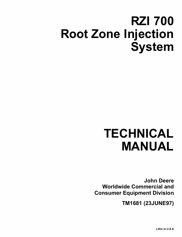 John Deere RZI700 Root Zone Injection System Technical Manual TM1681