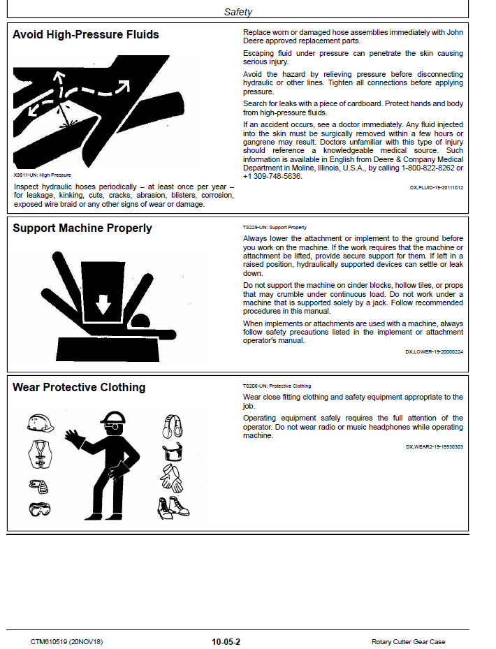 John Deere Rotary Cutter Gear Case Parts & Service Manual CTM610519