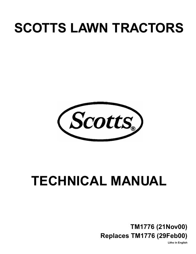 John Deere S1642 S1742 S2046 S2546 Scott Lawn Tractor Technical Manual TM1776